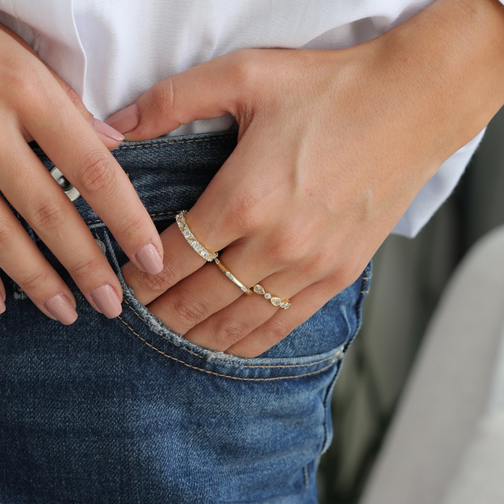 Stackable sterling silver bands designed for everyday wear gold plated