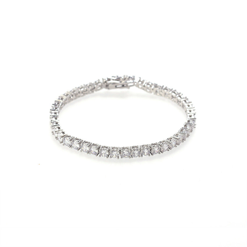 Sterling silver tennis bracelet with round cubic zirconia stones